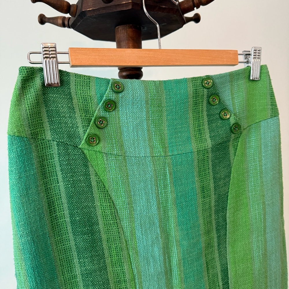 Sold- Eva Franco Green Striped Pencil Skirt Sz S - Picture 3 of 12
